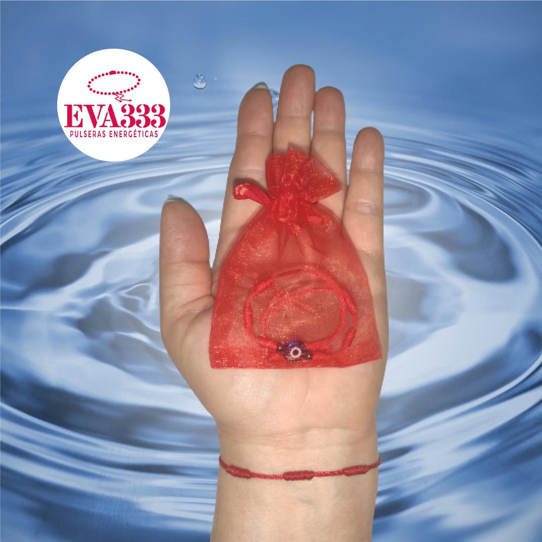 Pulsera Ojo Turco Azul con Hilo Rojo 7 Nudos