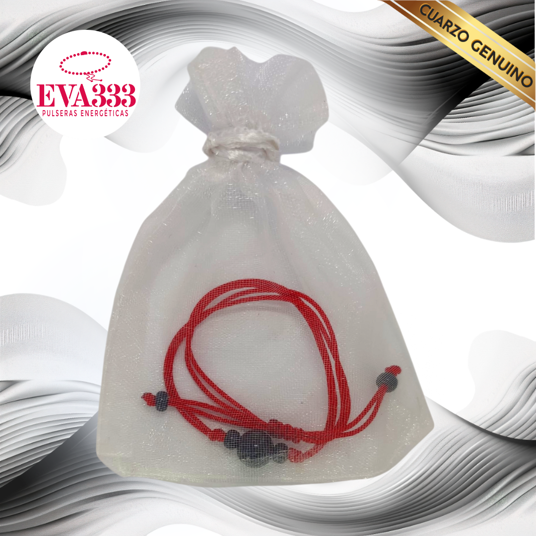 Pulsera Hilo Rojo Liso 1 Cuarzo Obsidiana Negra