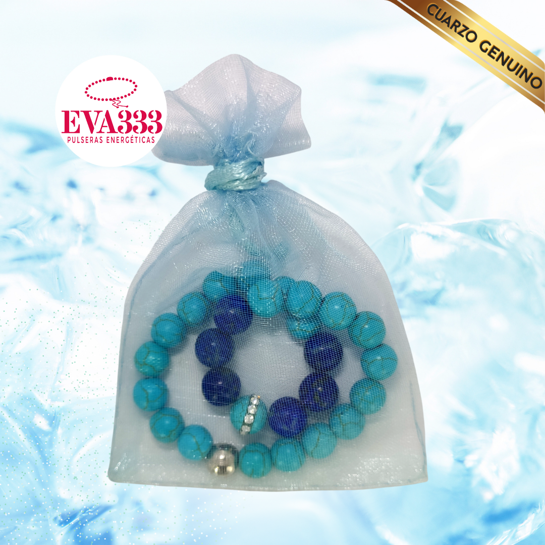 Pulsera Cuarzo Turquesa y Lapislázuli N° 6-8