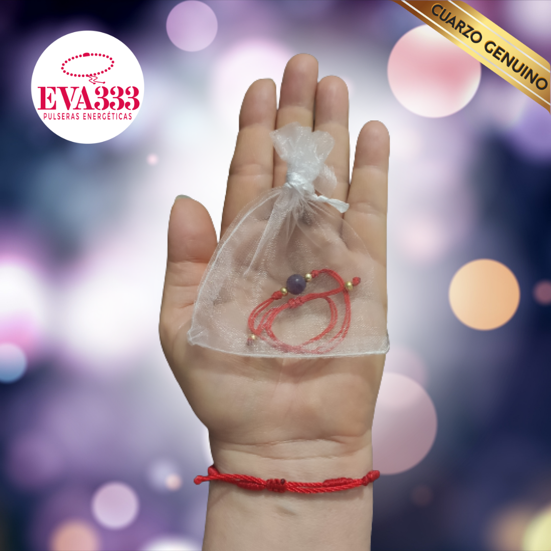 Pulsera Hilo Rojo Liso 1 Cuarzo Amatista