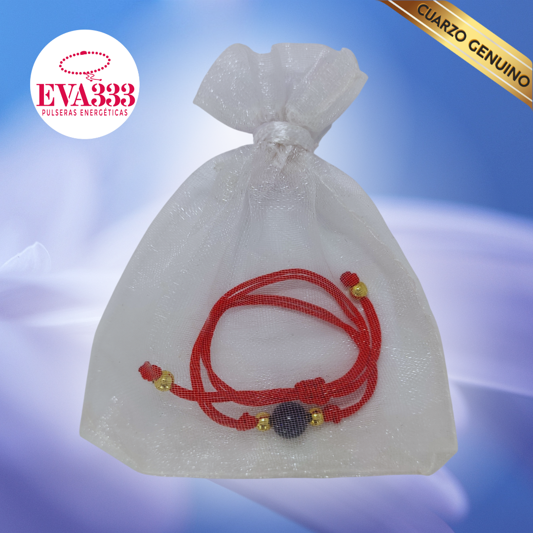 Pulsera Hilo Rojo Liso 1 Cuarzo Aventurina Azul