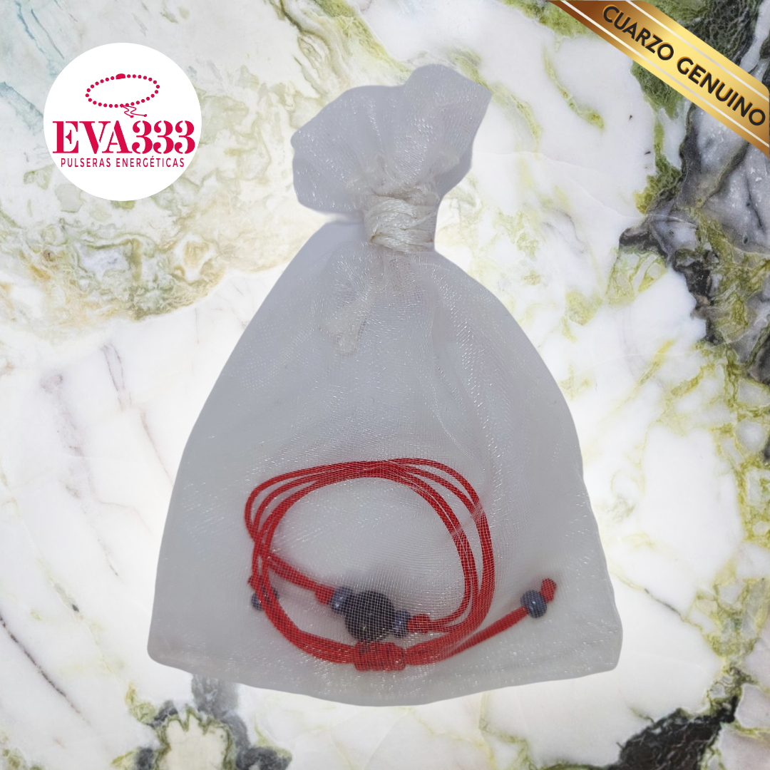 Pulsera Hilo Rojo Liso 1 Cuarzo Obsidiana Negra