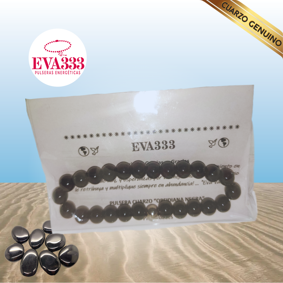 Pulsera Cuarzo Obsidiana Negra N° 8