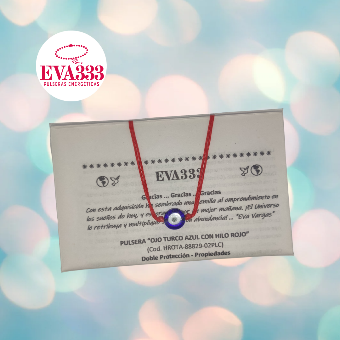 Pulsera Ojo Turco Azul con Hilo Rojo Liso