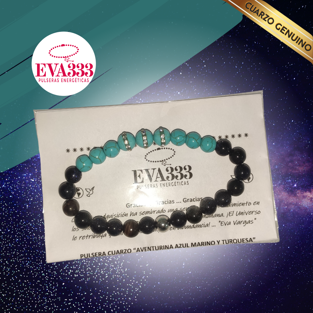 Pulsera Cuarzo Aventurina Azul y Turquesa N° 8-9