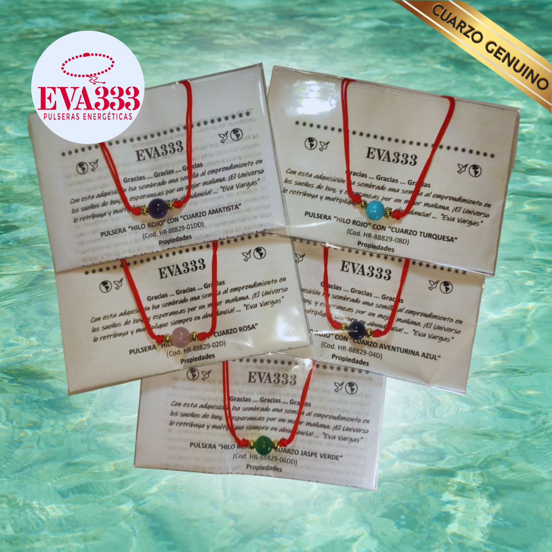 Pulsera Hilo Rojo Liso 1 Cuarzo Jaspe Verde
