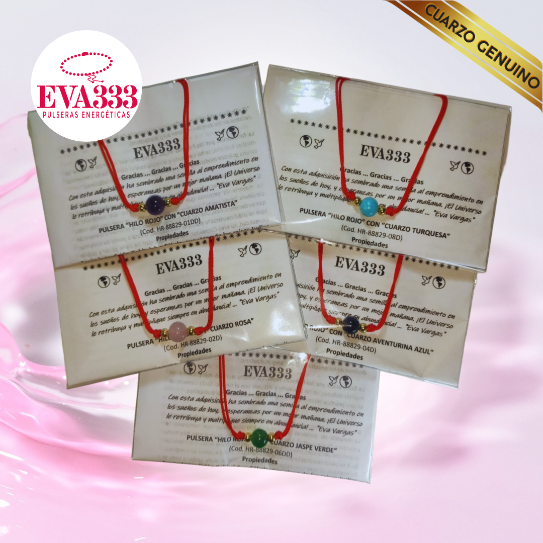 Pulsera Hilo Rojo Liso 1 Cuarzo Rosa