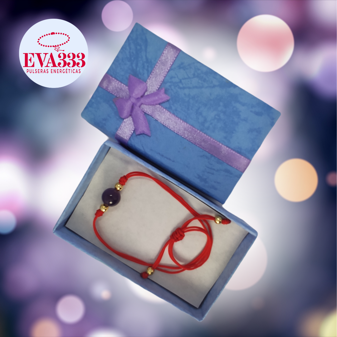 Pulsera Hilo Rojo Liso 1 Cuarzo Amatista