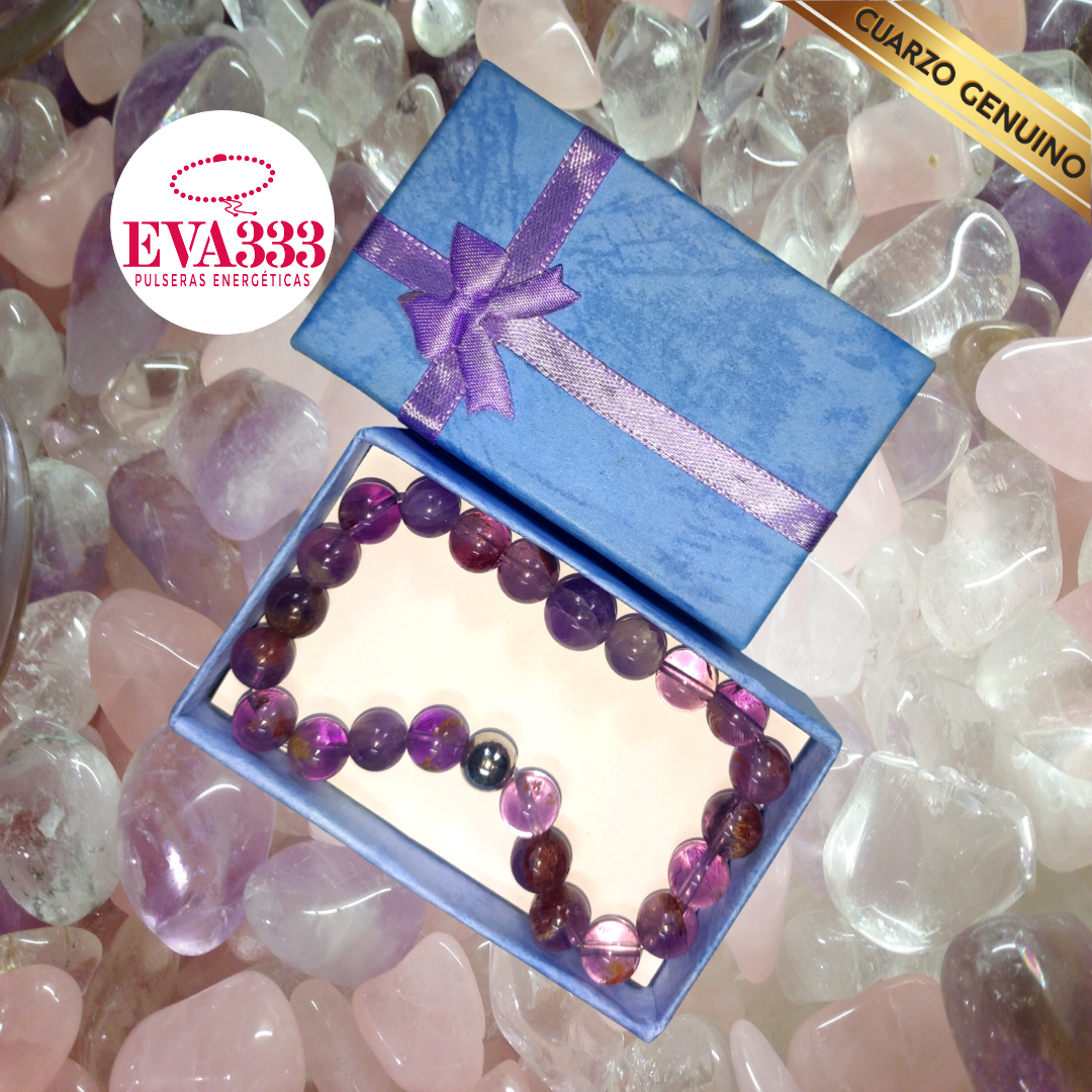 Pulsera Cuarzo Amatista N° 8-10 Traslucido
