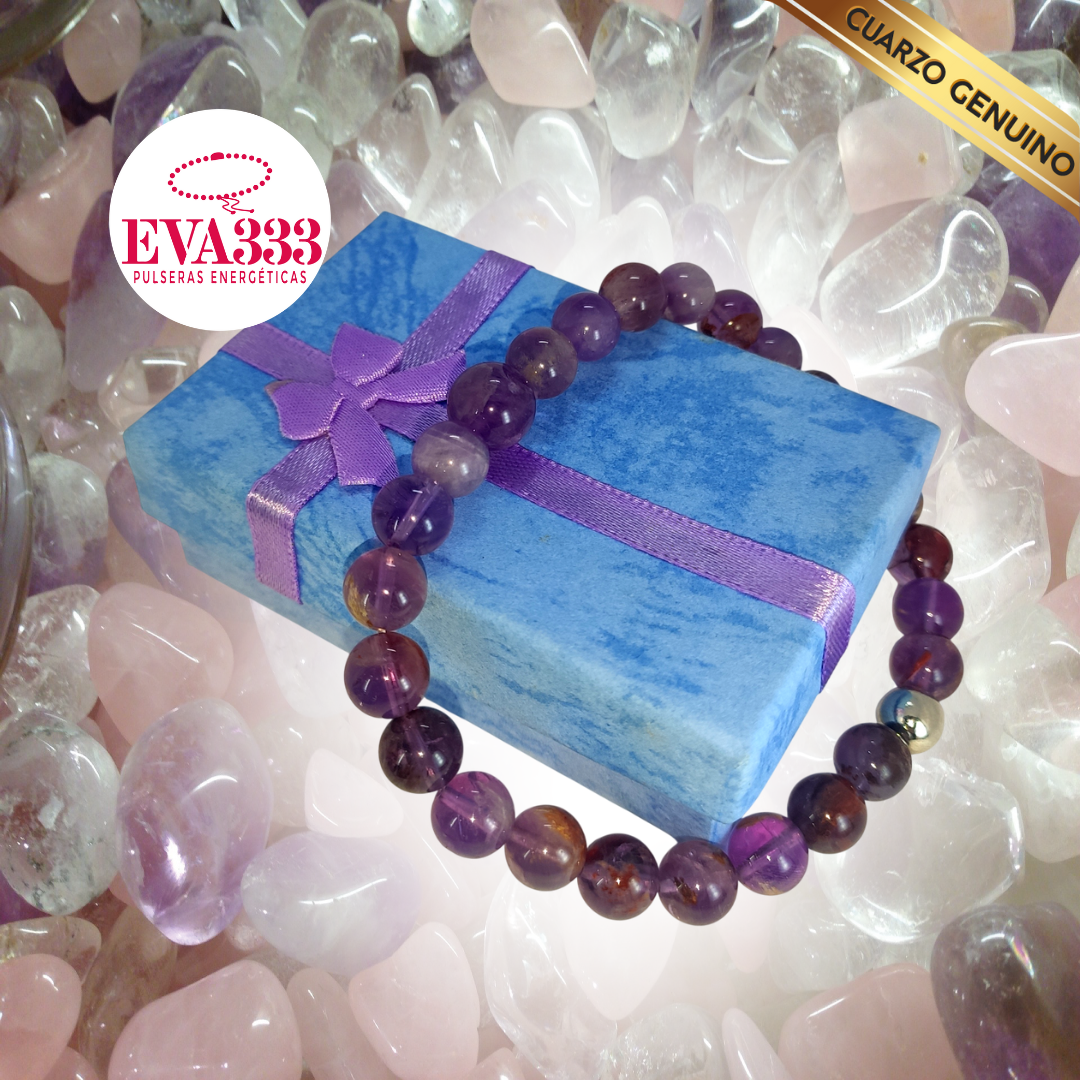 Pulsera Cuarzo Amatista N° 8-10 Traslucido