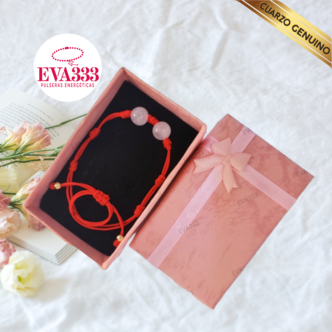 Pulsera Hilo Rojo 7 Nudos Sencillo 2 Cuarzo Rosa