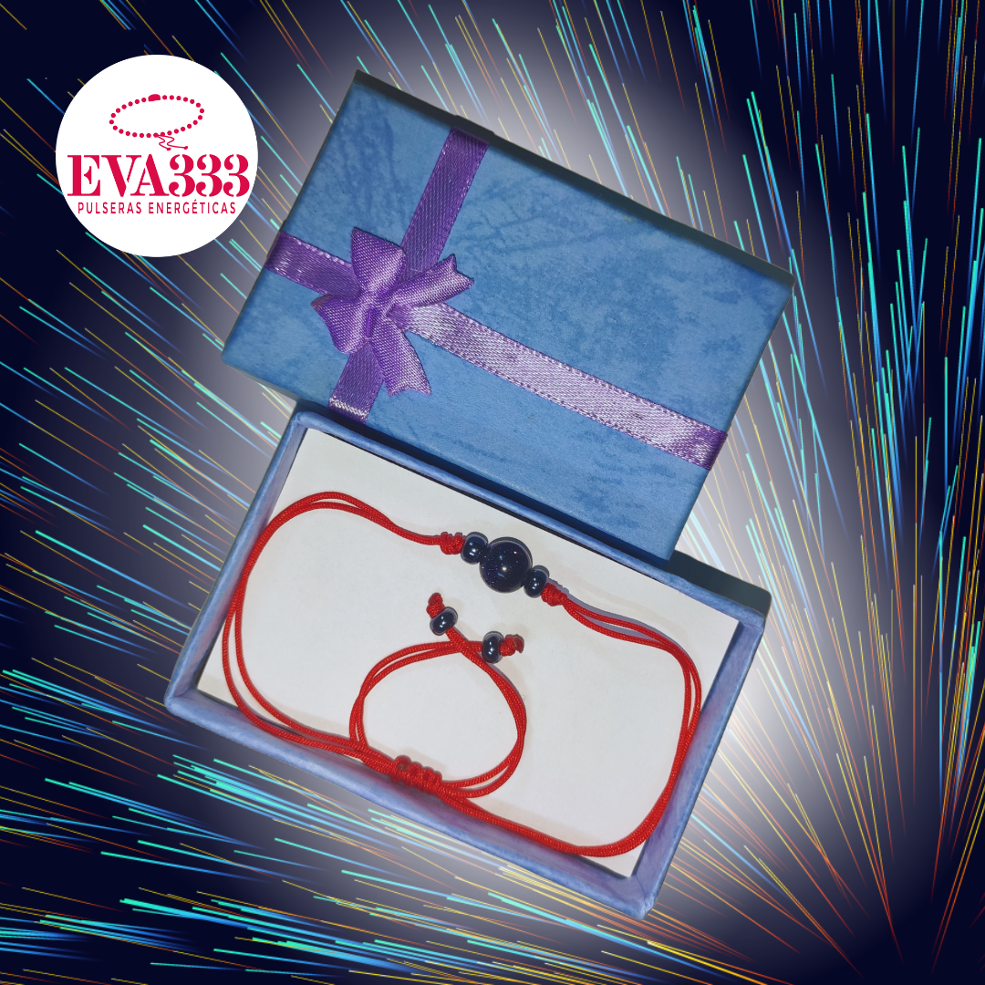 Pulsera Hilo Rojo Liso 1 Cuarzo Aventurina Azul