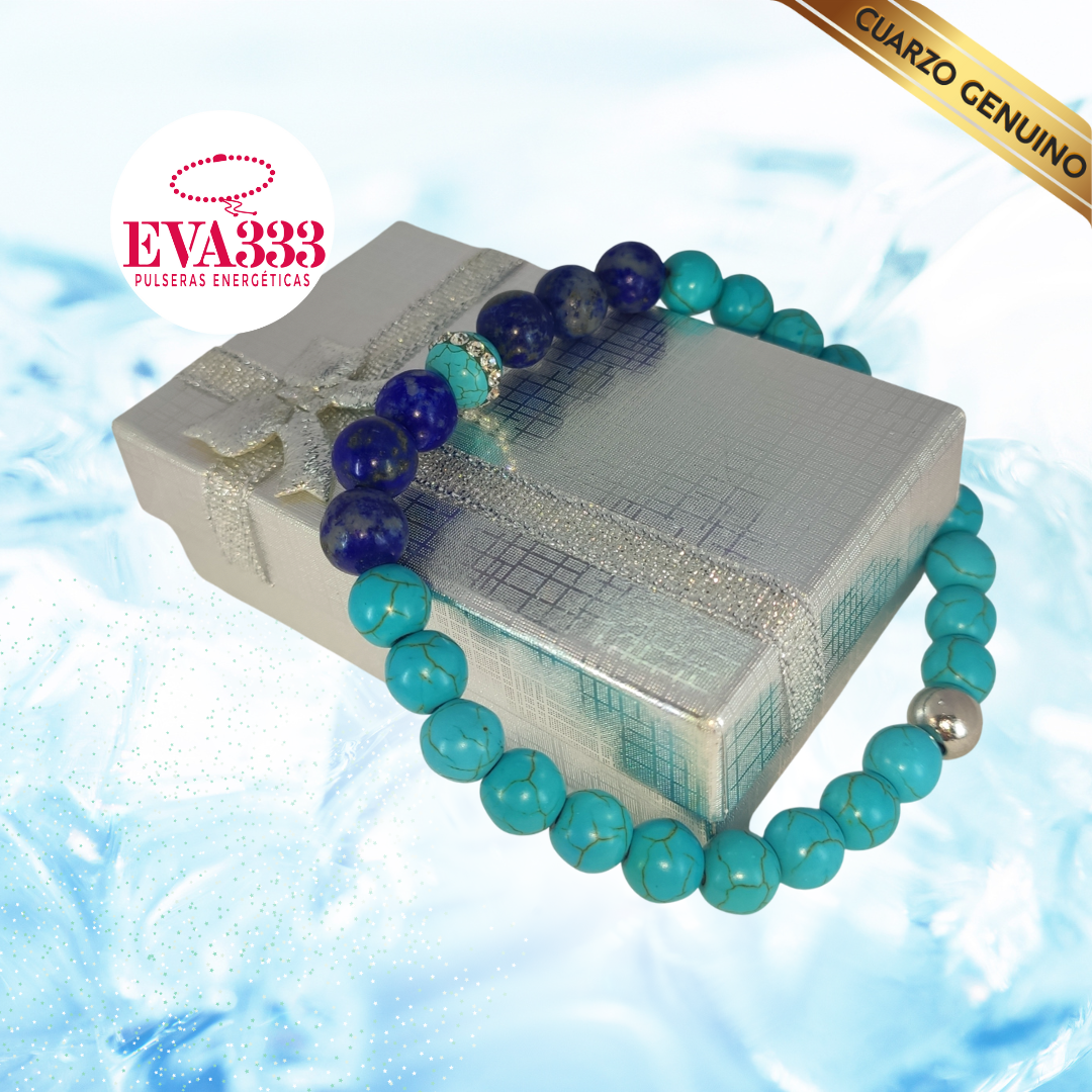 Pulsera Cuarzo Turquesa y Lapislázuli N° 6-8