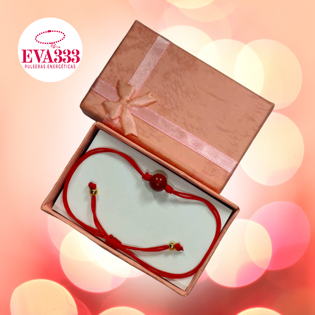 Pulsera Hilo Rojo Liso 1 Cuarzo Jaspe Rojo