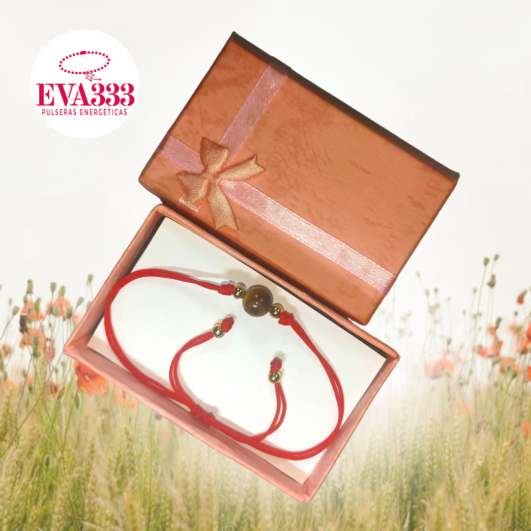 Pulsera Hilo Rojo Liso 1 Cuarzo Ojo de Tigre