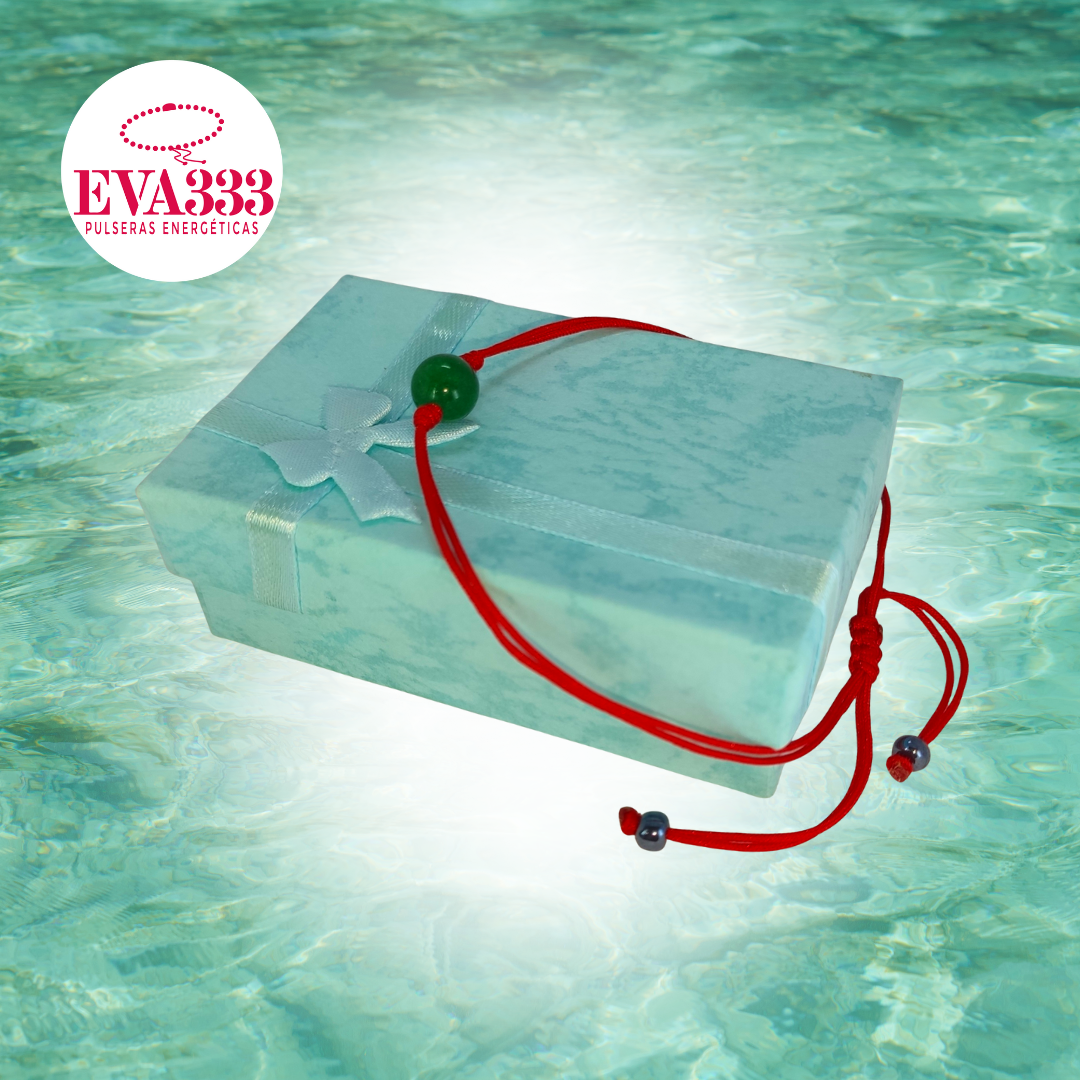 Pulsera Hilo Rojo Liso 1 Cuarzo Jaspe Verde