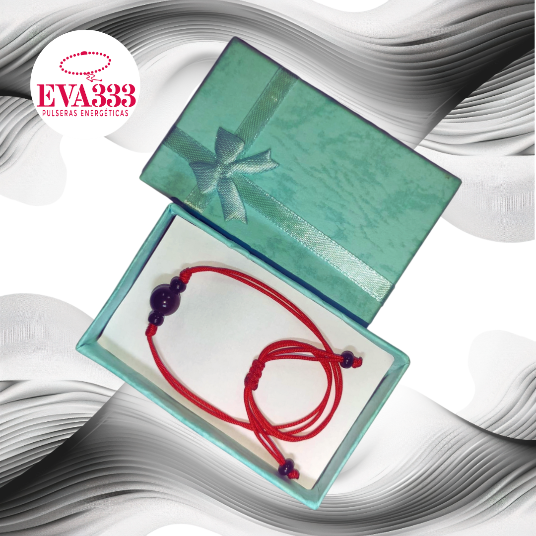 Pulsera Hilo Rojo Liso 1 Cuarzo Obsidiana Negra