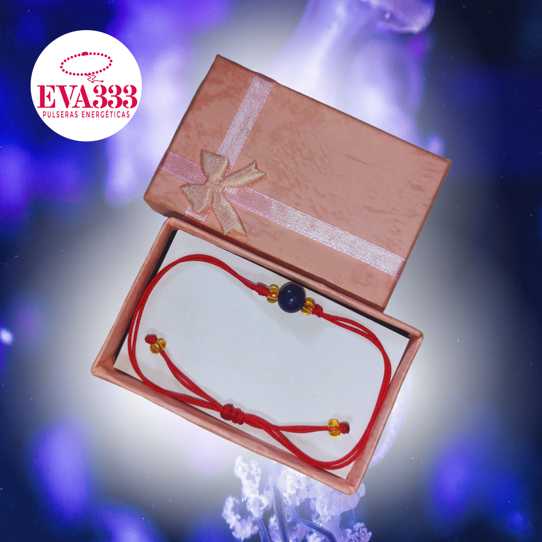 Pulsera Hilo Rojo Liso 1 Cuarzo Lapislázuli
