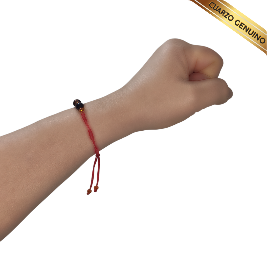 Pulsera Hilo Rojo 7 Nudos 2 Cuarzo Aventurina Azul (6 Chaquira Dorada)