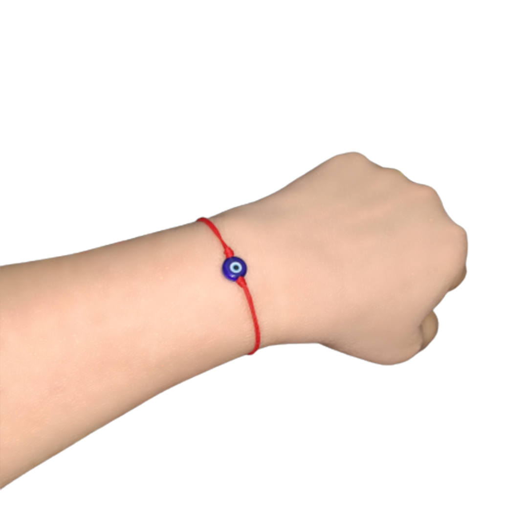 Pulsera Ojo Turco Azul con Hilo Rojo Liso