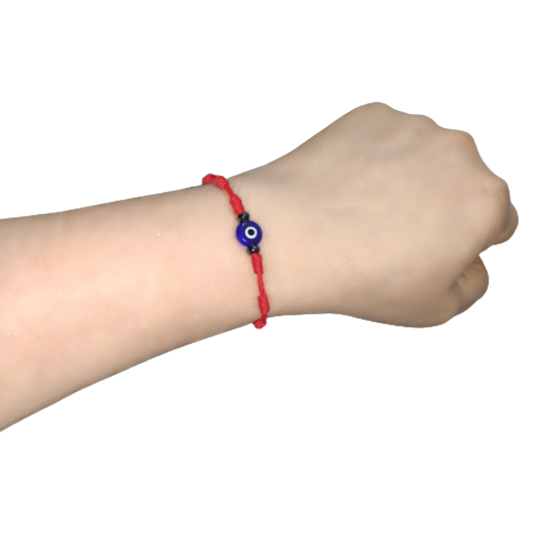 Pulsera Ojo Turco Azul con Hilo Rojo 7 Nudos