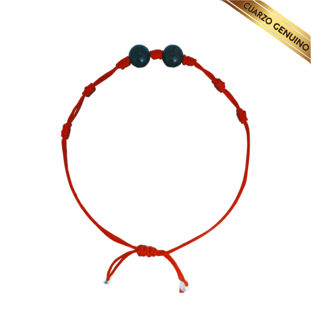 Pulsera Hilo Rojo 7 Nudos Sencillo 2 Cuarzo Aventurina Azul