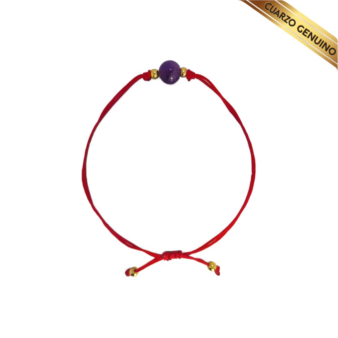 Pulsera Hilo Rojo Liso 1 Cuarzo Amatista