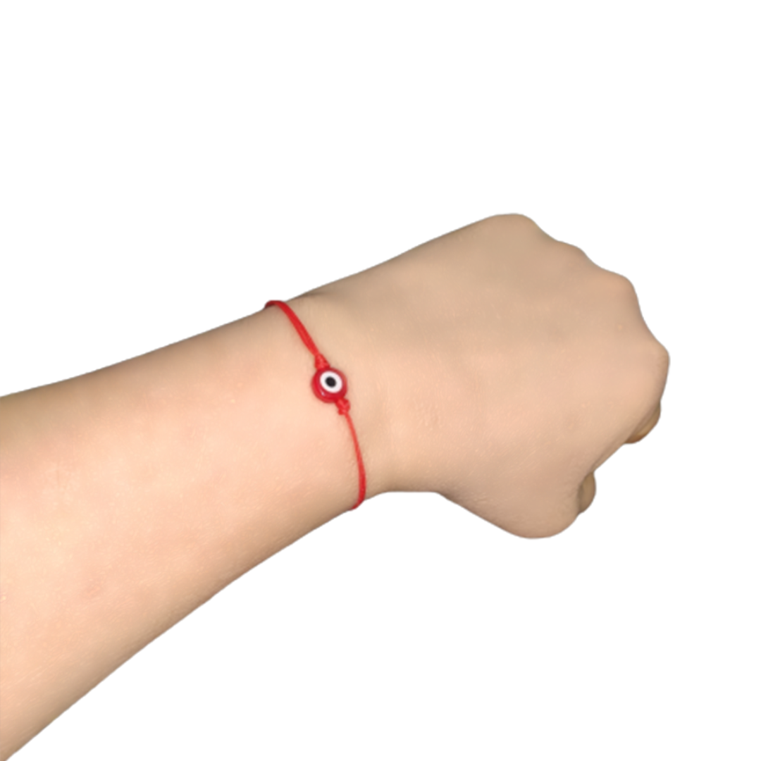 Pulsera Ojo Turco Rojo con Hilo Rojo Liso