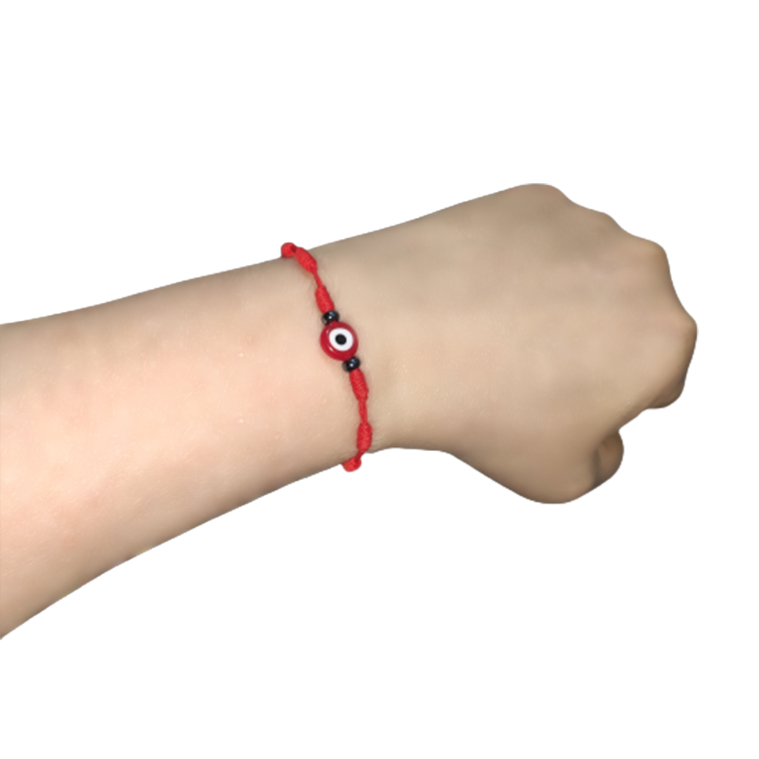 Pulsera Ojo Turco Rojo con Hilo Rojo 7 Nudos