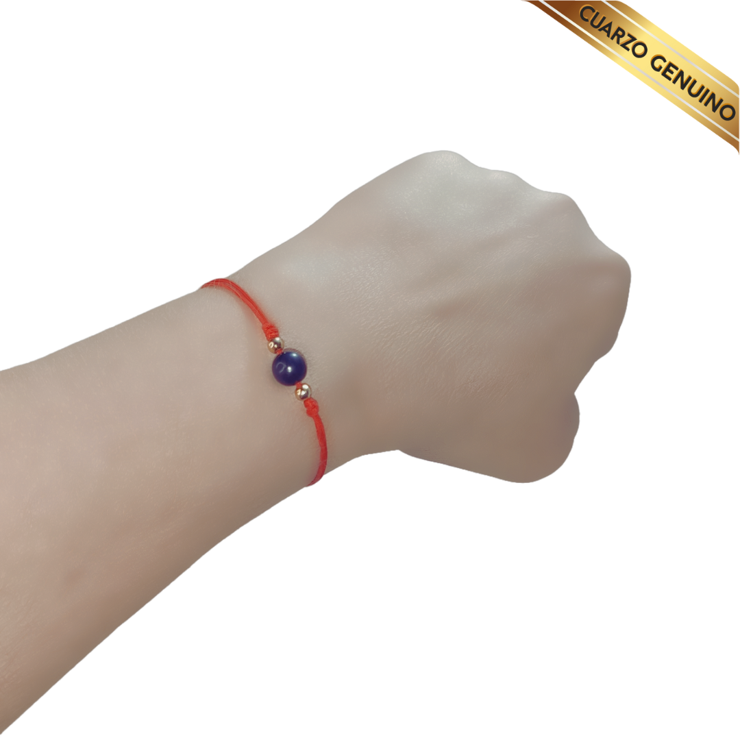 Pulsera Hilo Rojo Liso 1 Cuarzo Lapislázuli