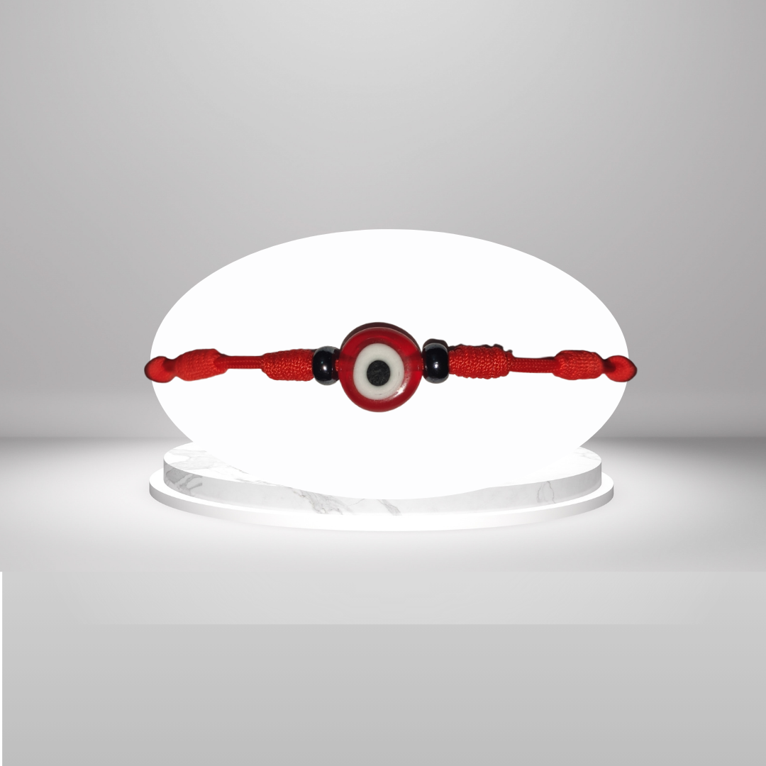 Pulsera Ojo Turco Rojo con Hilo Rojo 7 Nudos