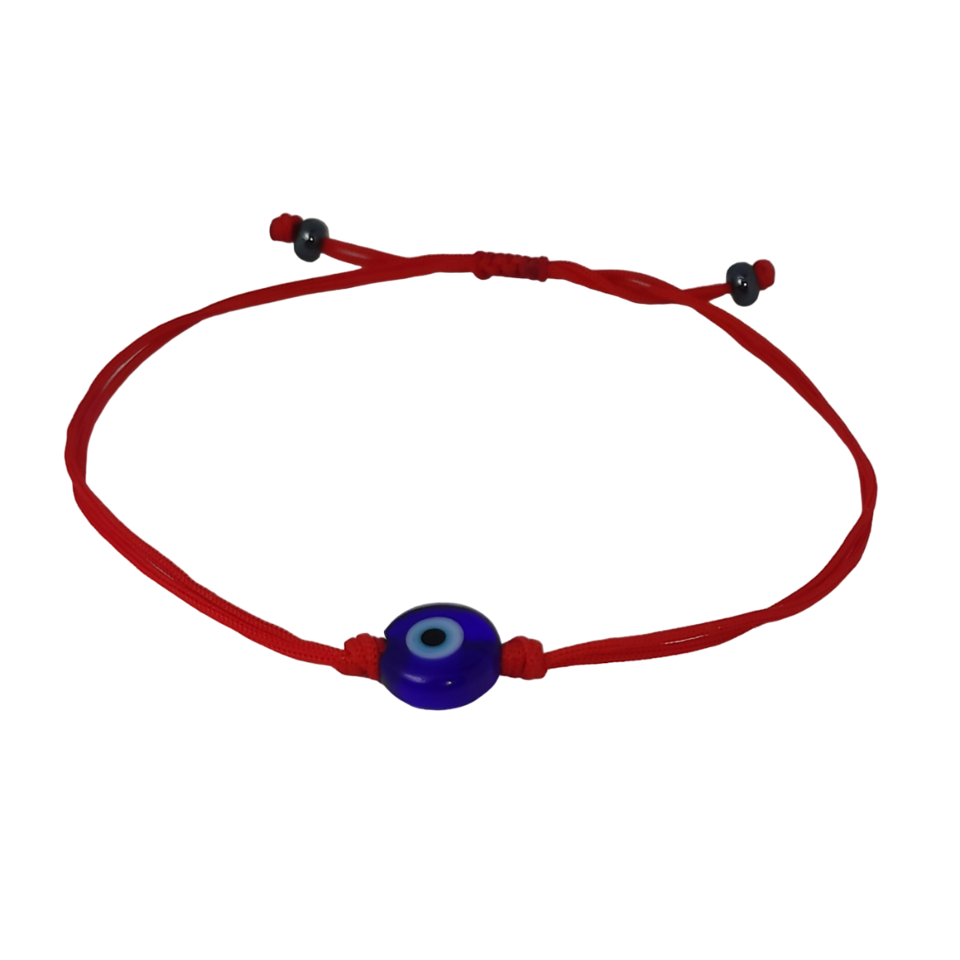 Pulsera Ojo Turco Azul con Hilo Rojo Liso