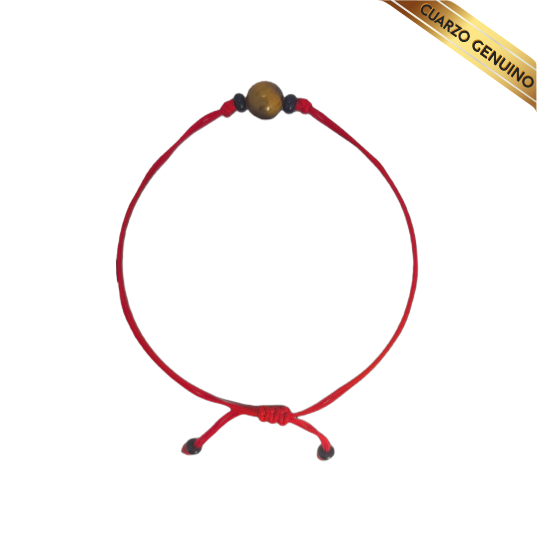 Pulsera Hilo Rojo Liso 1 Cuarzo Ojo de Tigre