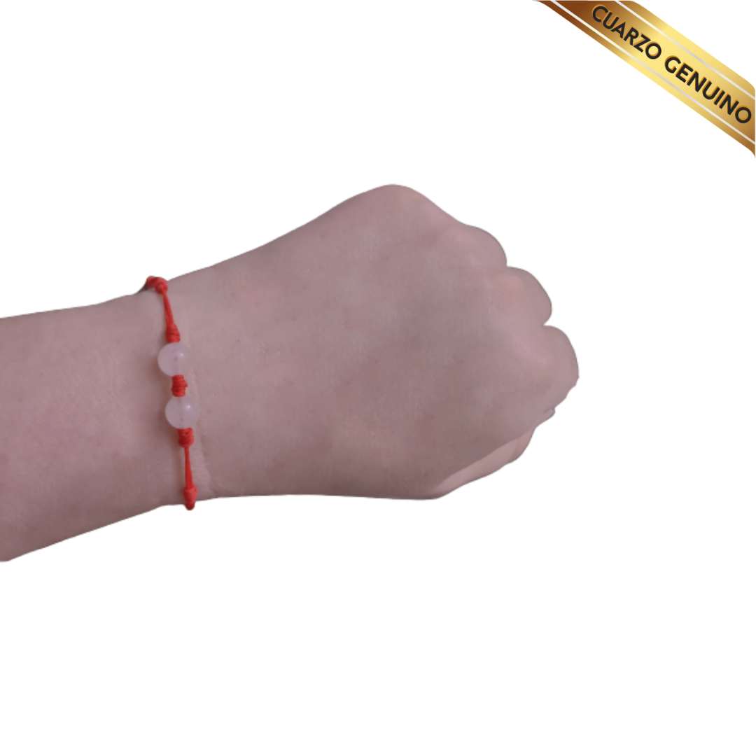 Pulsera Hilo Rojo 7 Nudos Sencillo 2 Cuarzo Rosa