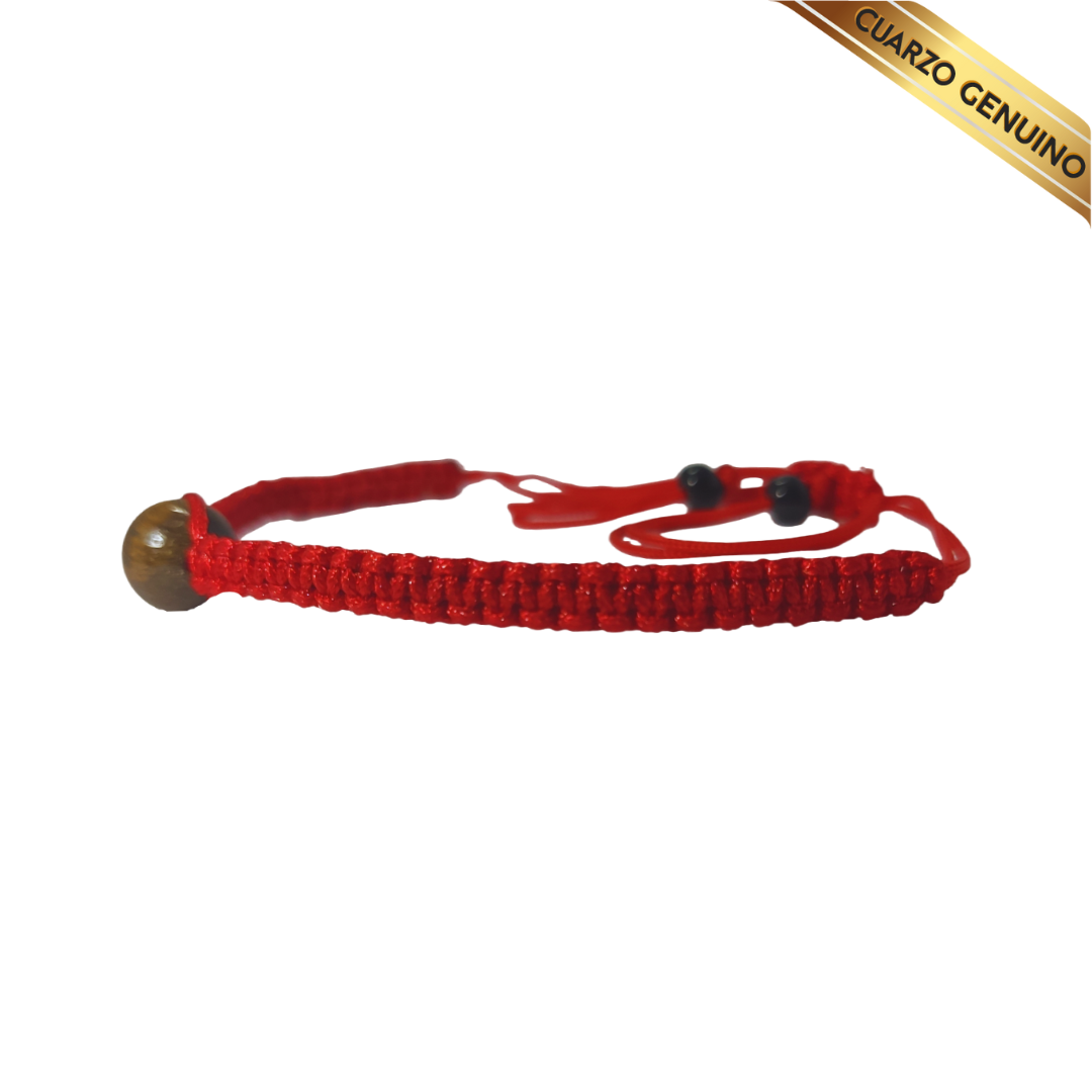 Pulsera Hilo Rojo Tejido 1 Cuarzo Ojo de Tigre