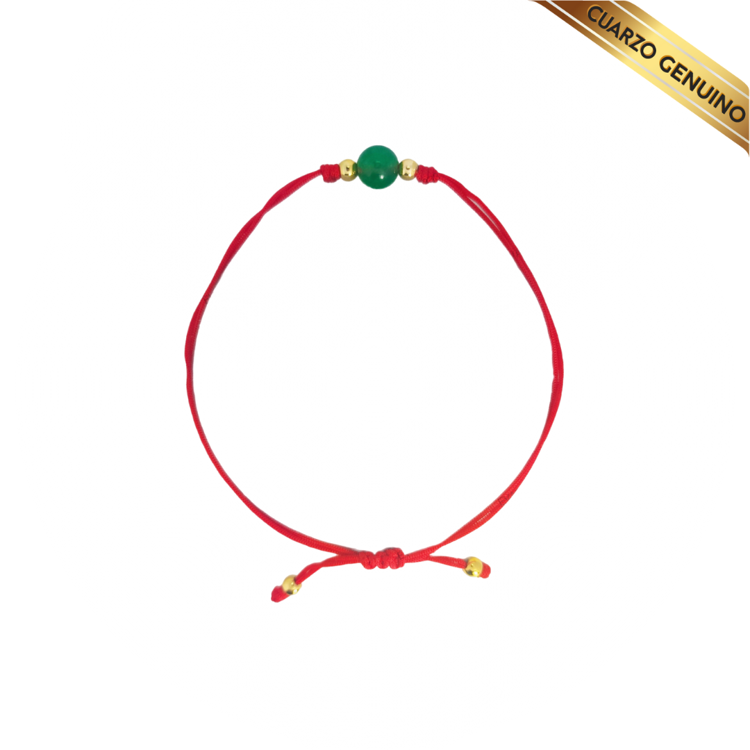 Pulsera Hilo Rojo Liso 1 Cuarzo Jaspe Verde