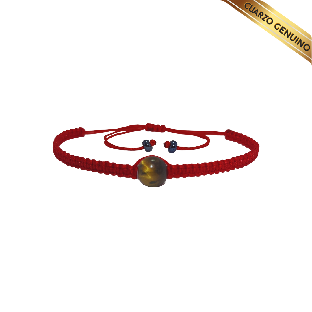 Pulsera Hilo Rojo Tejido 1 Cuarzo Ojo de Tigre