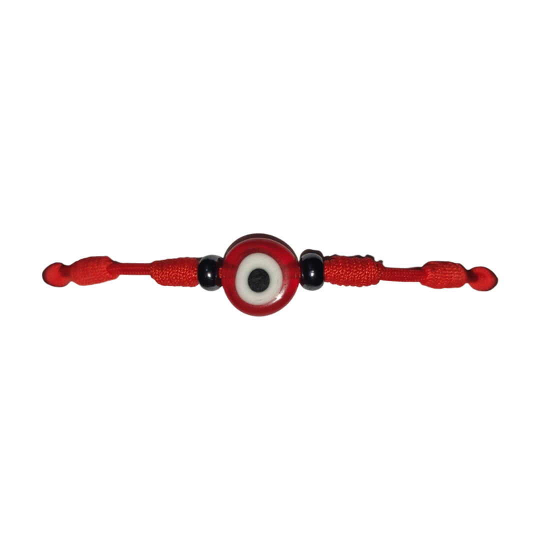 Pulsera Ojo Turco Rojo con Hilo Rojo 7 Nudos