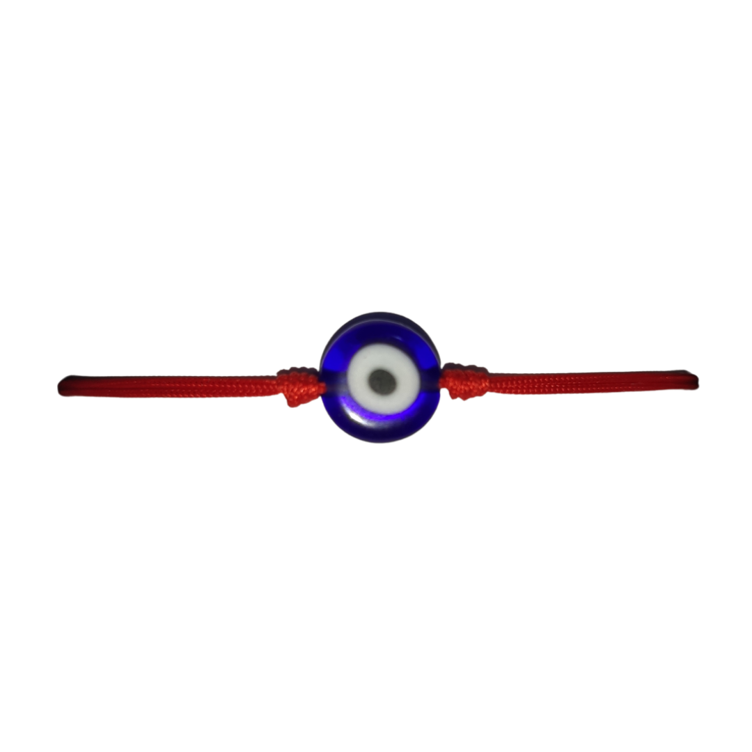 Pulsera Ojo Turco Azul con Hilo Rojo Liso