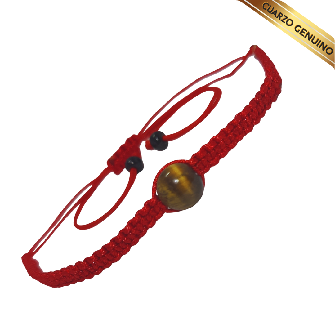 Pulsera Hilo Rojo Tejido 1 Cuarzo Ojo de Tigre