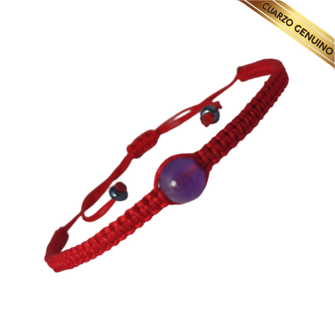 Pulsera Hilo Rojo Tejido 1 Cuarzo Amatista