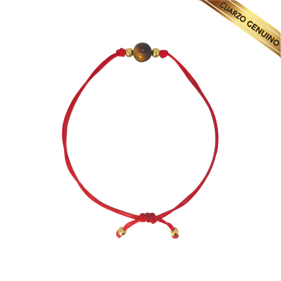 Pulsera Hilo Rojo Liso 1 Cuarzo Ojo de Tigre