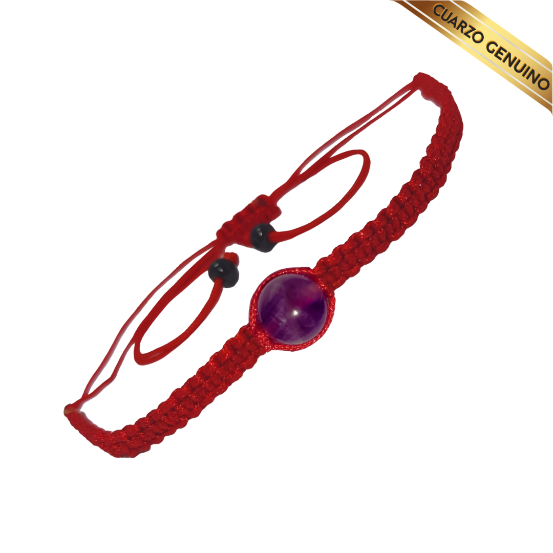 Pulsera Hilo Rojo Tejido 1 Cuarzo Amatista
