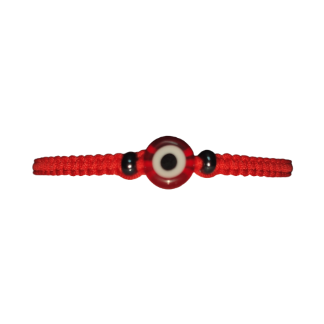 Pulsera Ojo Turco Rojo con Hilo Rojo Tejido