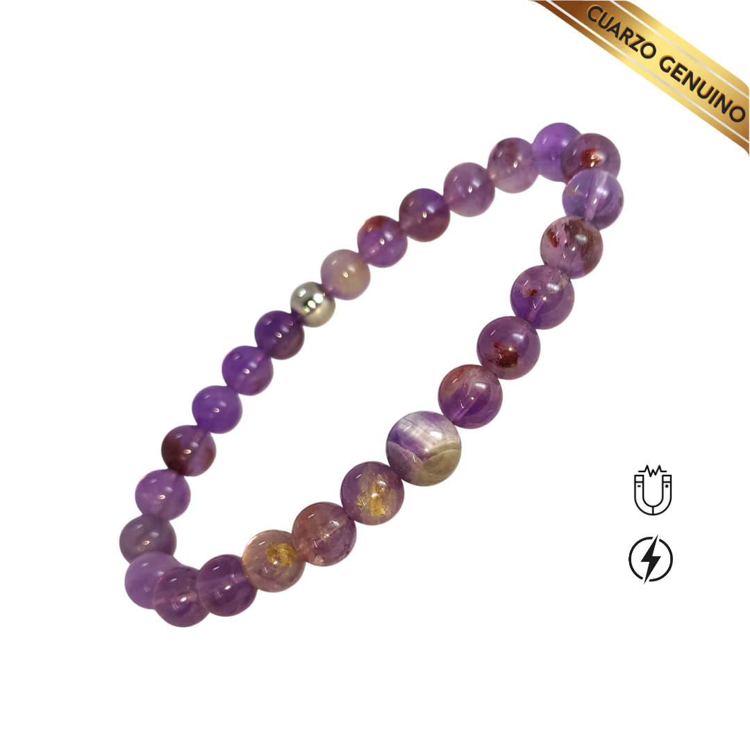 Pulsera Cuarzo Amatista N° 8-10 Traslucido
