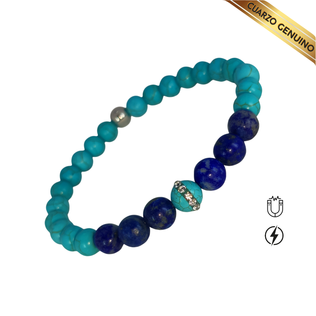Pulsera Cuarzo Turquesa y Lapislázuli N° 6-8