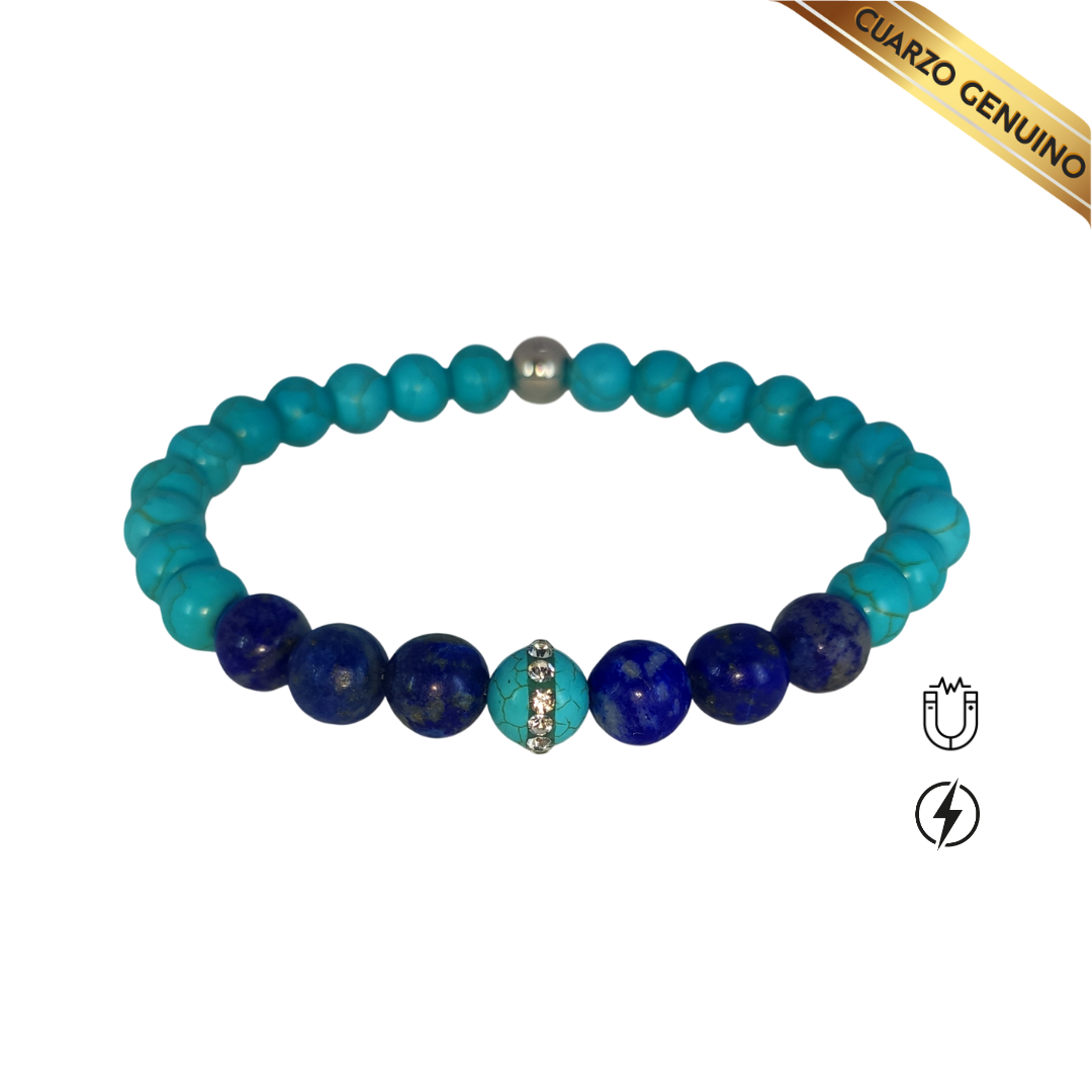 Pulsera Cuarzo Turquesa y Lapislázuli N° 6-8