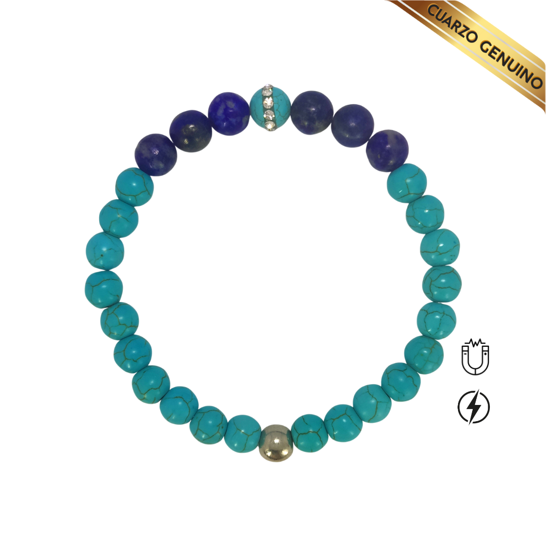 Pulsera Cuarzo Turquesa y Lapislázuli N° 6-8