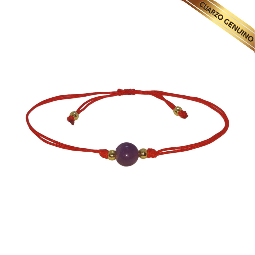 Pulsera Hilo Rojo Liso 1 Cuarzo Amatista