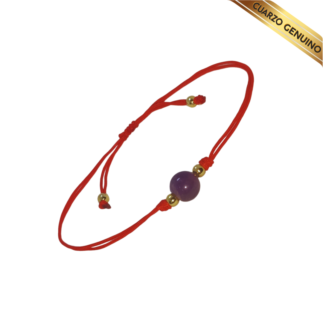 Pulsera Hilo Rojo Liso 1 Cuarzo Amatista